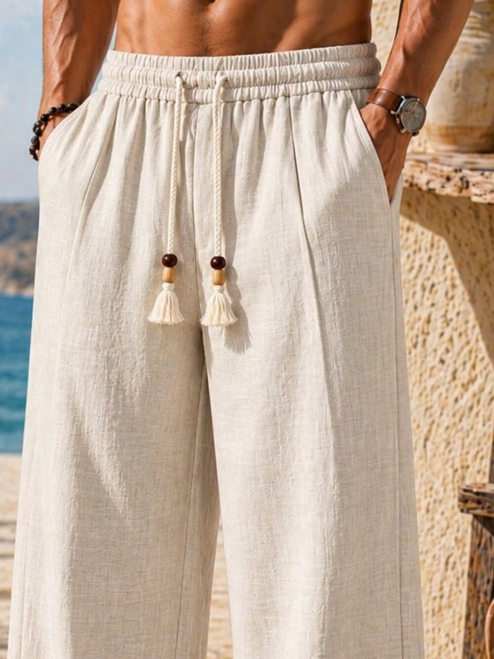 Apricot Casual Men's Vacation Long Pants
